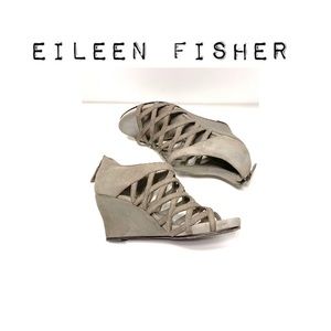 ☀️ 3/$25 Gray Eileen Fisher Caged Wedge Sandals